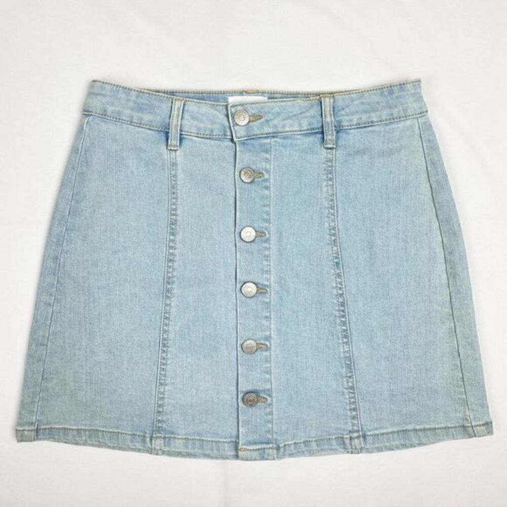 Ardene Basic Collection Light Vintage Wash Button Down Mini Skirt Juniors Sz 7
